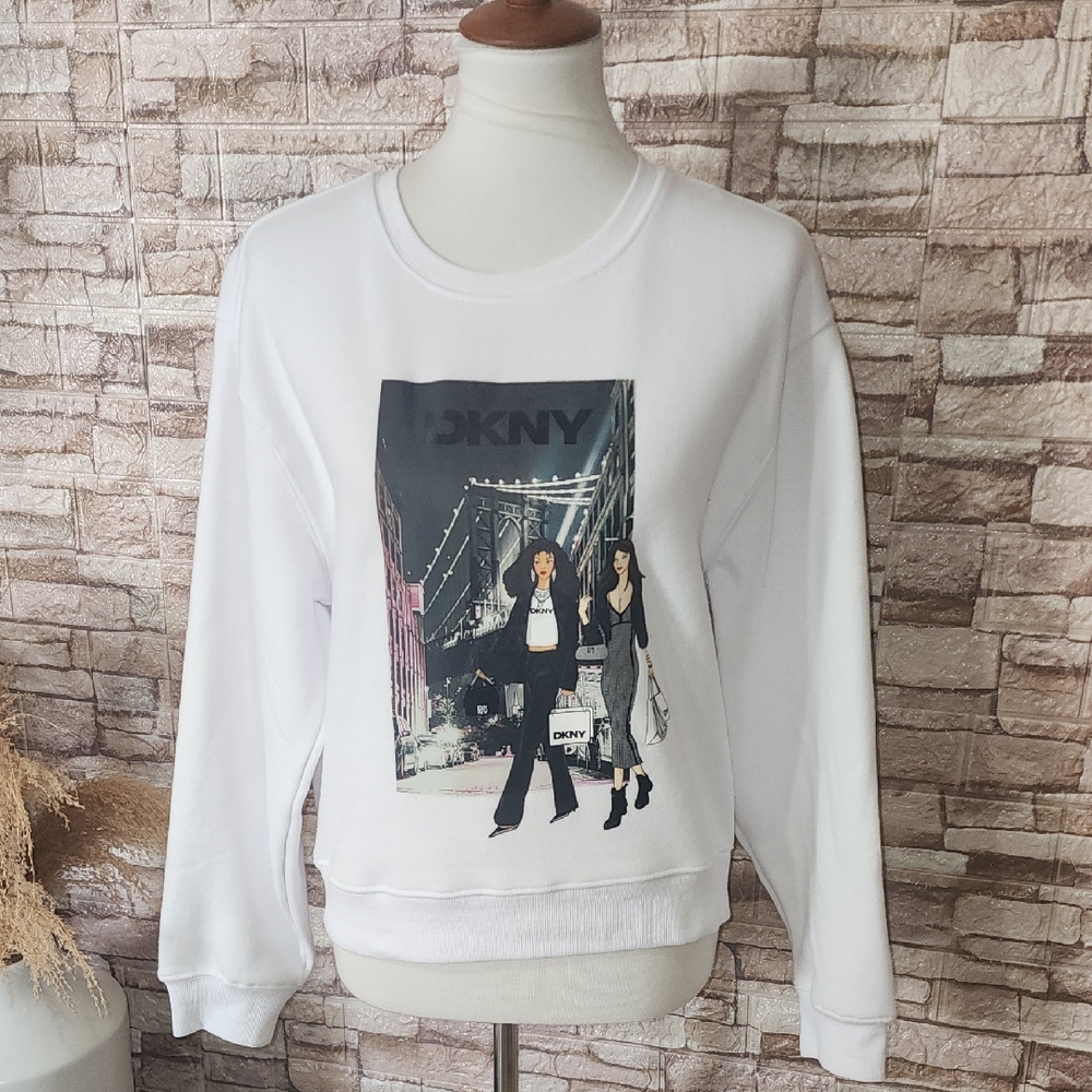 DKNY White Graphic Sweatshirt Brand New